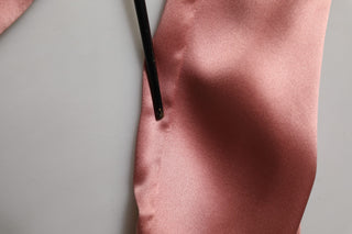 Pink Satin Silk V-neck Long Sleeves Blouse Top