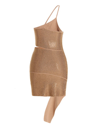 Beige Viscose Mini Skirt