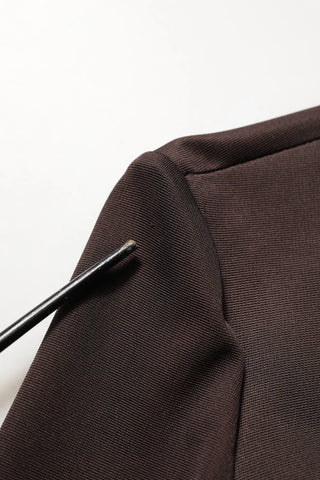 Brown Turtleneck Long Sleeves Blouse Top
