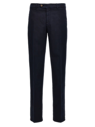 Blue Cotton Casual Pants
