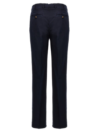 Blue Cotton Casual Pants