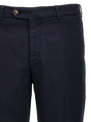 Blue Cotton Casual Pants