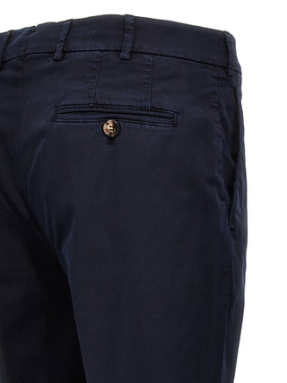 Blue Cotton Casual Pants