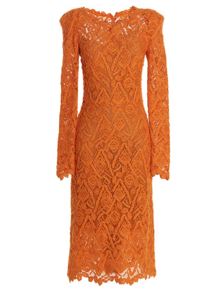 Orange Wool Midi Dress