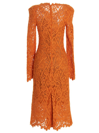 Orange Wool Midi Dress