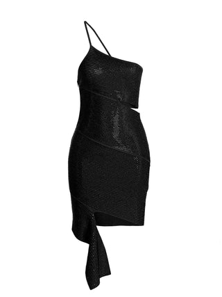 Black Viscose Short Dress