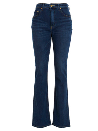 Blue Cotton Flared Jeans