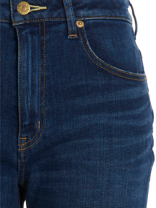 Blue Cotton Flared Jeans