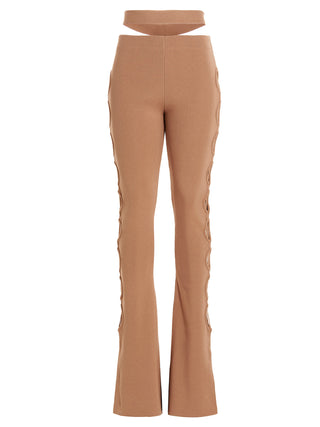 Pantalones acampanados beige de viscosa