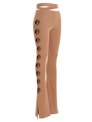 Pantalones acampanados beige de viscosa
