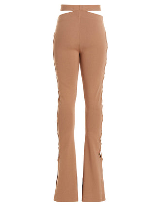 Pantalones acampanados beige de viscosa