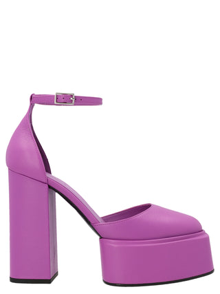 Purple Leather High Heel Pumps