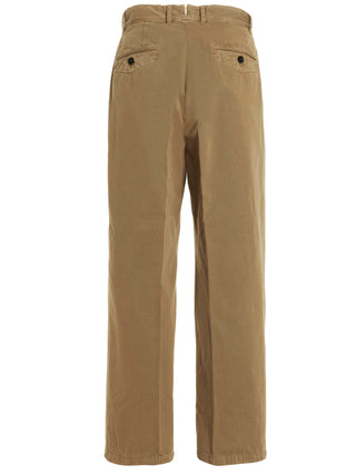 Beige Cotton Casual Pants