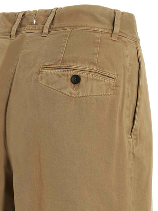 Beige Cotton Casual Pants