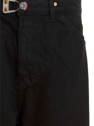 Gray Cotton Straight-Leg Jeans