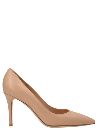 Zapatos de tacón alto de piel de becerro beige