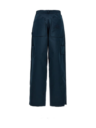 Blue Polyester Cargo Pants