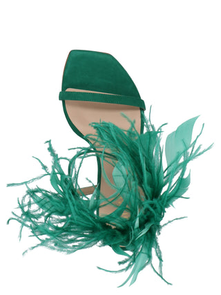 Bicolor Suede Leather Stiletto Heel Sandals