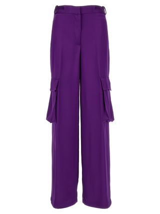 Purple Viscose Cargo Pants