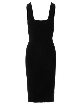 Vestido midi negro de algodón