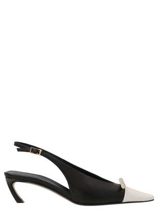 Bicolor Goatskin Mid Heel Pumps