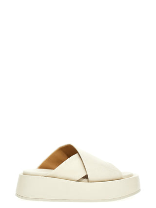 White Calfskin Slides