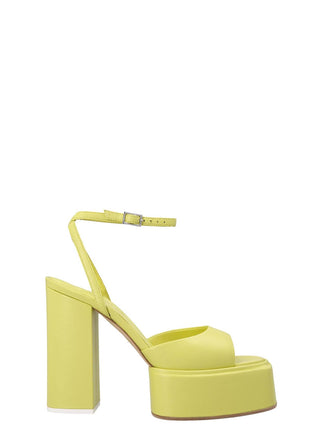 Bicolor Leather Stiletto Heel Sandals