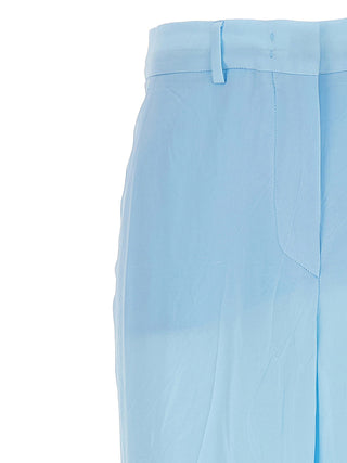 Blue Viscose Casual Pants