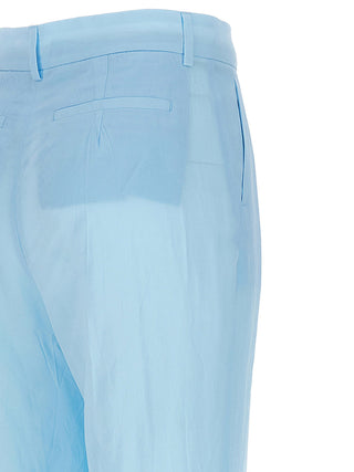 Blue Viscose Casual Pants