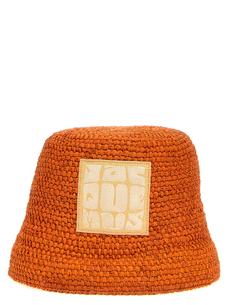 Orange Raffia Bucket Hat