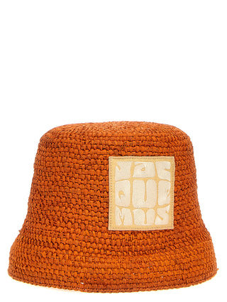Orange Raffia Bucket Hat