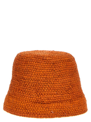 Orange Raffia Bucket Hat