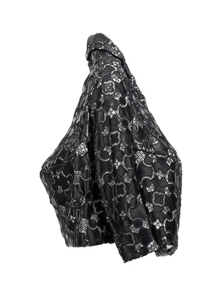 Chaqueta bicolor de cuero y polietileno