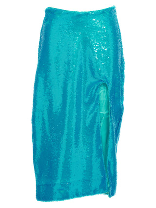 Blue Recycled Polyester Midi Skirt