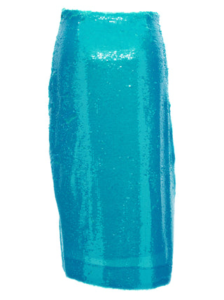 Blue Recycled Polyester Midi Skirt