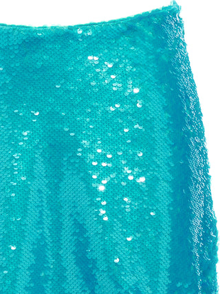 Blue Recycled Polyester Midi Skirt