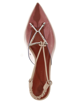 Beige Goatskin Mid Heel Pumps