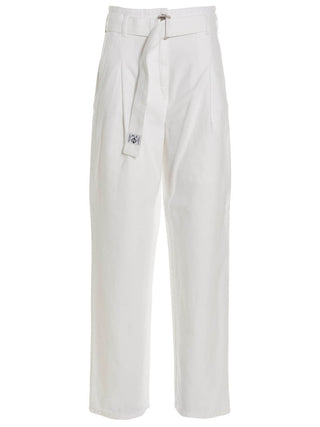 White Cotton Casual Pants