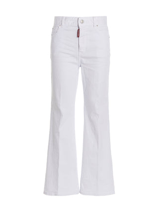 White Cotton Flared Jeans