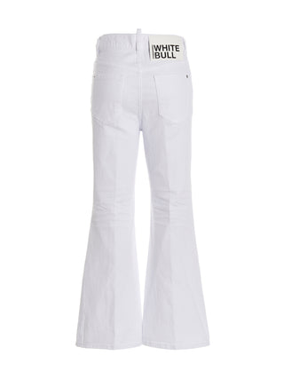 White Cotton Flared Jeans