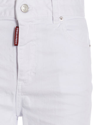 White Cotton Flared Jeans
