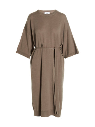 Beige Virgin Wool Long Dress