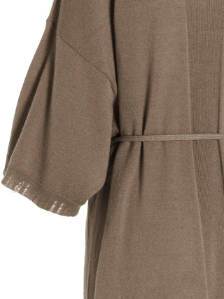 Beige Virgin Wool Long Dress