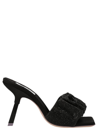 Black Goatskin Stiletto Heel Sandals