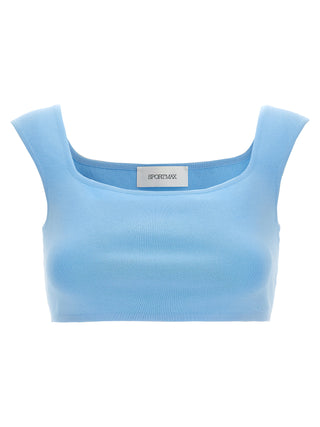 Blue Cotton Sleeveles T-Shirt