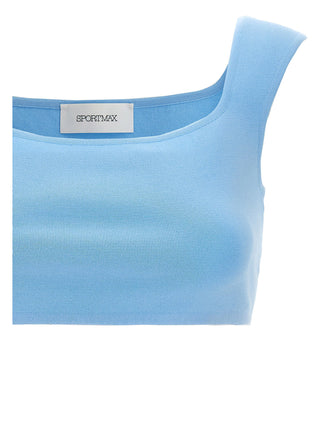 Blue Cotton Sleeveles T-Shirt