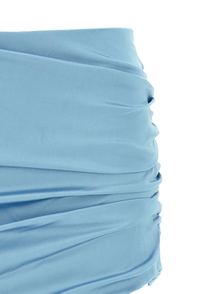 Blue Silk Long Skirt