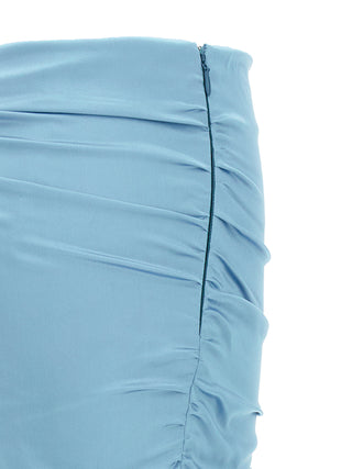Blue Silk Long Skirt