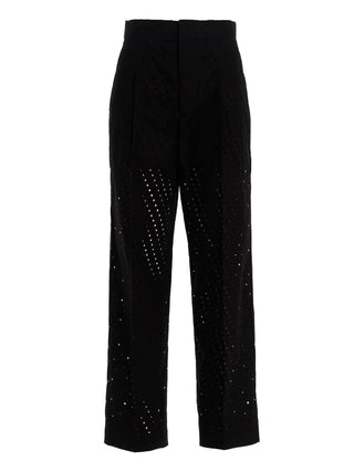 Black Cotton Casual Pants