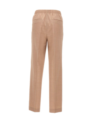 Pantalones casuales de poliéster beige